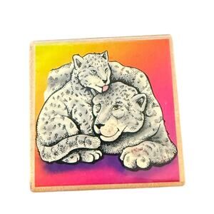 SkyKids Mom & Baby Cub Leopard Rubber Stamp